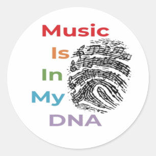Colourful Music Is In My DNA Musician Music Notes Classic Round Sticker