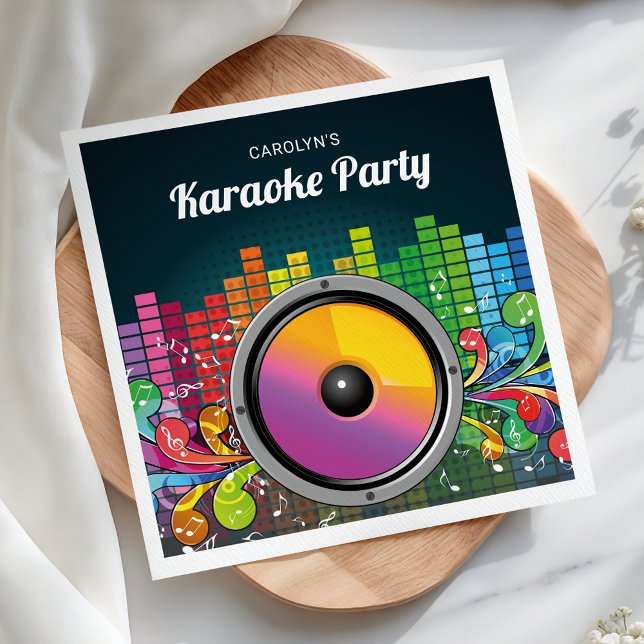 Colourful Music Karaoke Birthday Party Paper Napkin (Creator Uploaded)