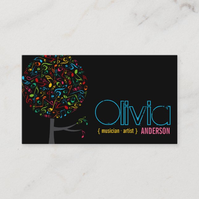 Colourful Music Musical Notes Song Singing Pop Business Card (Front)