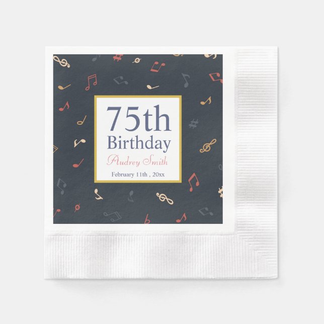 Colourful Music Note Birthday   Napkin (Front)