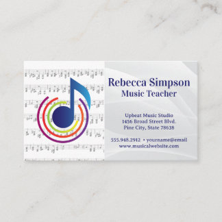Colourful Music Note Business Card