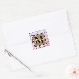 Colourful Music note Musician Monogram  Square Sticker