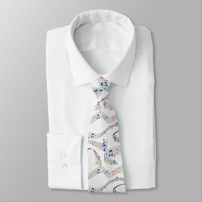 Colourful music note Pattern musician musical Tie (Tied)