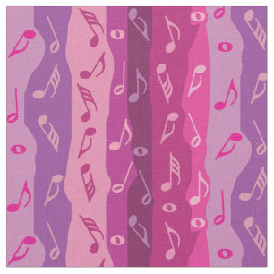 Colourful Music Note Stripes Fabric