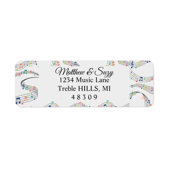 Colourful Music note Whimsical Musician  Return Address Label (Front)
