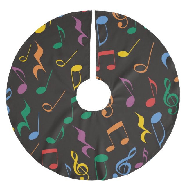 Colourful Music Notes Brushed Polyester Tree Skirt (Front)