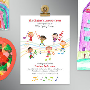 Colourful Music Notes Children School Music Concer Invitation