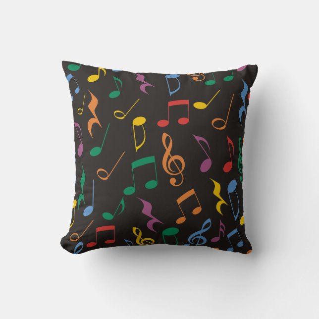 Colourful Music Notes Cushion (Front)
