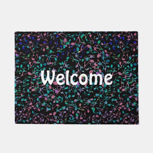 Colourful Music Notes Customisable Door Mat (Front)