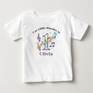 Colourful Music Notes First Birthday Baby T-Shirt