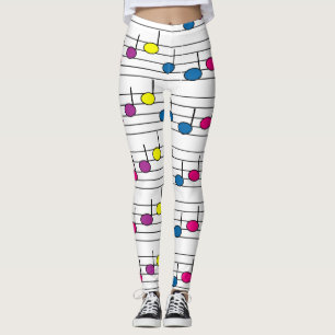 Colourful Music Notes Musical Staff Leggings