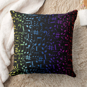 Colourful Music Notes Musicians Music Lovers Cushion