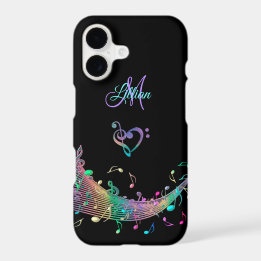 Colourful Music Notes n Clef Heart Monogram