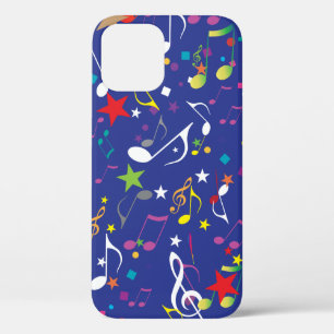 Colourful Music Notes on Blue iPhone 12 Case