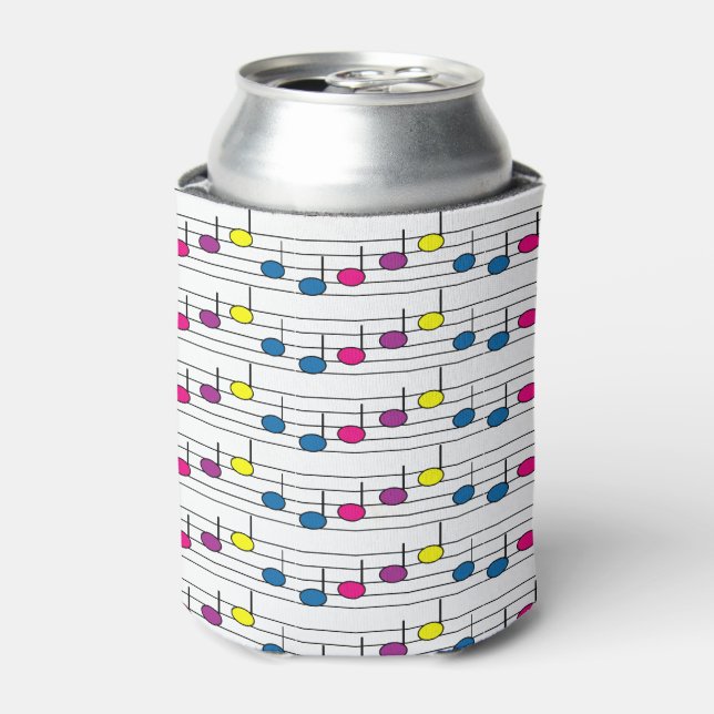 Colourful Music Notes Pattern – Bright Modern Musi Can Cooler (Can Front)