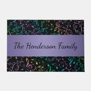 Colourful Music Notes Personalised Doormat