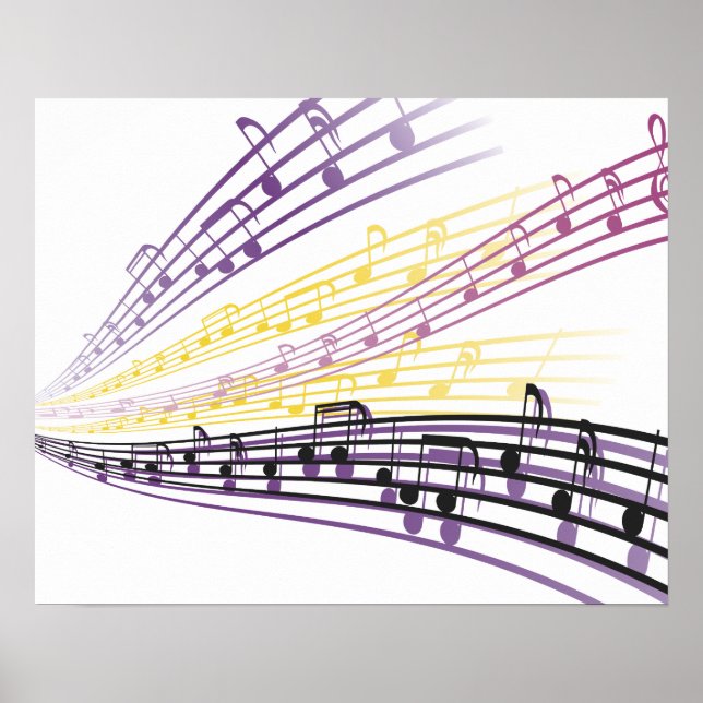 colourful music notes poster (Front)