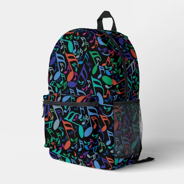 Colourful Music Notes  Printed Backpack (Back Corner Right)