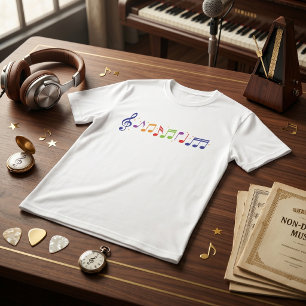 Colourful Music Notes Treble Clef Musician T-Shirt