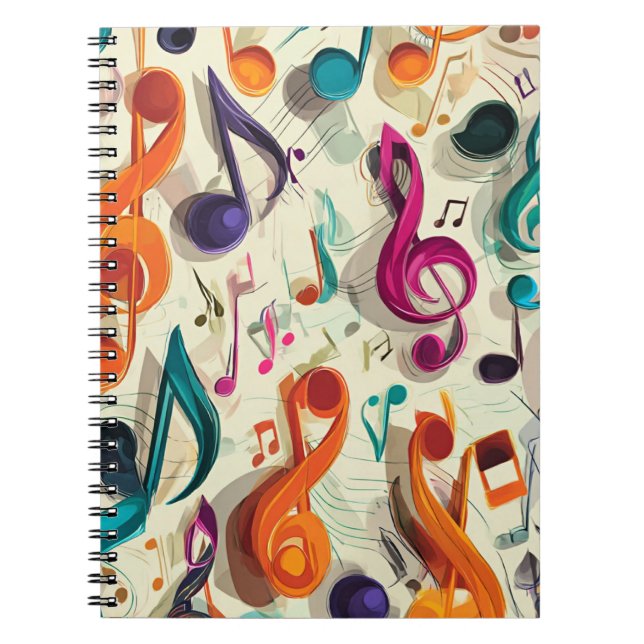 Colourful Music Pattern Notebook (Front)