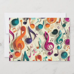 Colourful Music Pattern Thank You Card