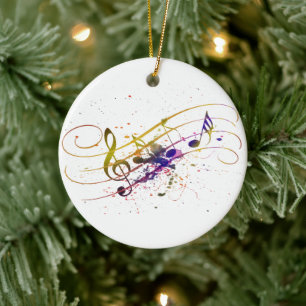 Colourful music splatter ceramic ornament