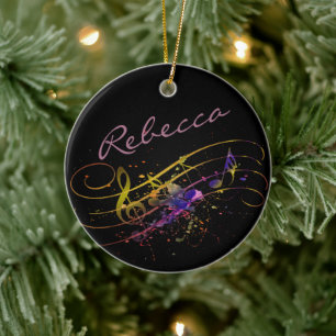 Colourful music splatter personalised ceramic orna ornament
