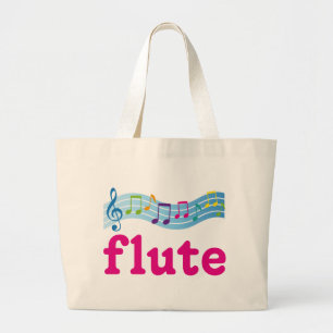 Colourful Music Staff Flute Design Gift Large Tote Bag