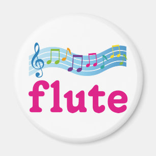 Colourful Music Staff Flute Design Gift Magnet