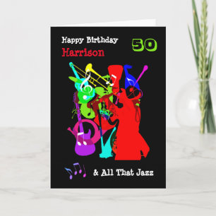 Colourful Music Themed Happy Birthday Personalised Card