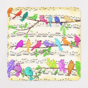 Colourful Musical Bird Labels