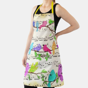 Colourful Musical Birds Apron Spring Joy Music
