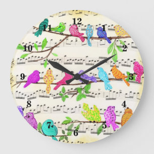 Colourful Musical Birds Clock