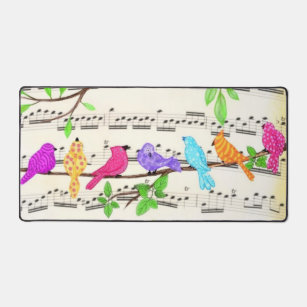 Colourful Musical Birds Desk Mat