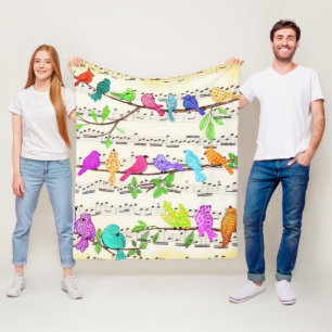  Colourful Musical Birds Fleece Blankes