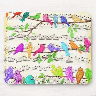 Colourful Musical Birds Mouse Pad Spring