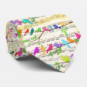 Colourful Musical Birds Neck Tie