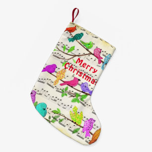 Colourful Musical Birds Symphony - Christmas Song  Small Christmas Stocking