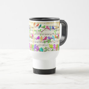 Colourful Musical Birds Travel Mug Spring