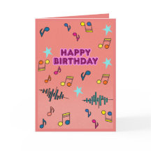 Colourful Musical Happy Birthday Greeting Card