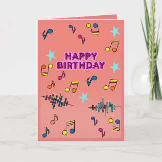 Colourful Musical Happy Birthday Greeting Card