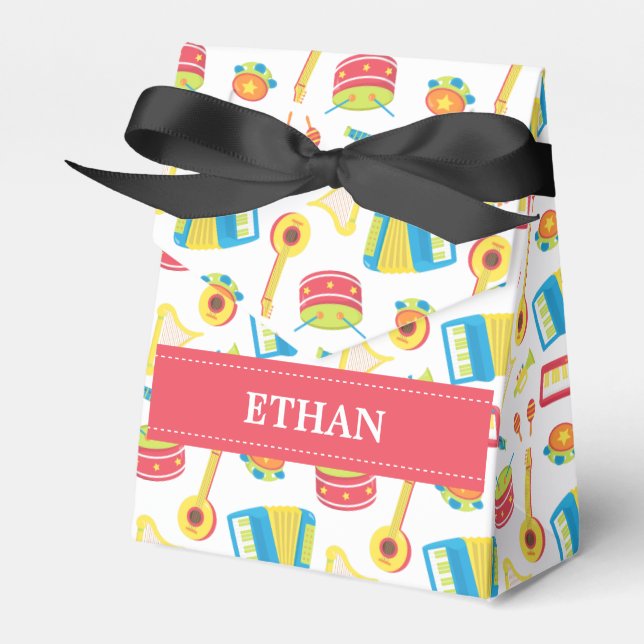 Colourful Musical Instruments Pattern For Kids Favour Box (Front Side)