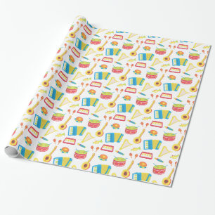 Colourful Musical Instruments Pattern For Kids Wrapping Paper