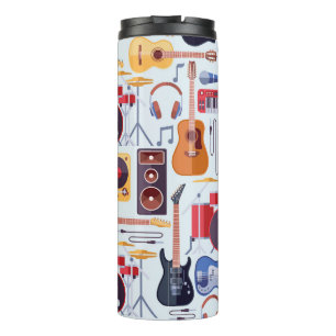 Colourful musical instruments pattern thermal tumbler