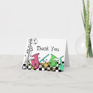 Colourful Musical Instruments Thank You Card