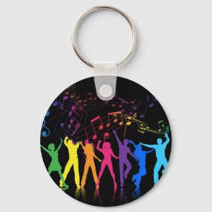 Colourful Musical Notes and Dancers Key Ring