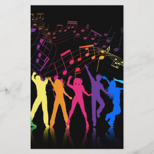 Colourful Musical Notes and Dancers Stationery