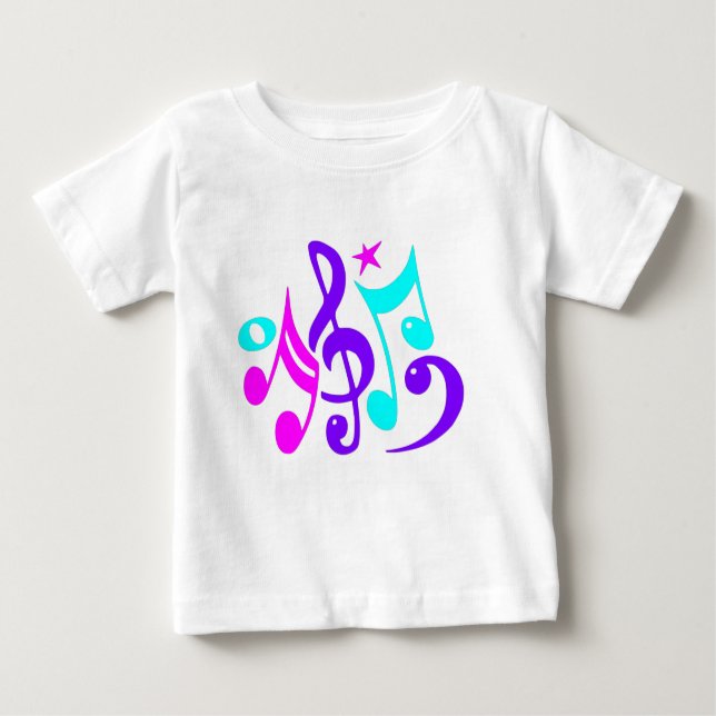 Colourful Musical Notes Baby T-Shirt (Front)