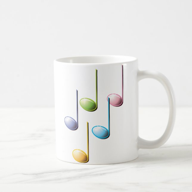 Colourful Musical Notes Coffee Mug (Right)