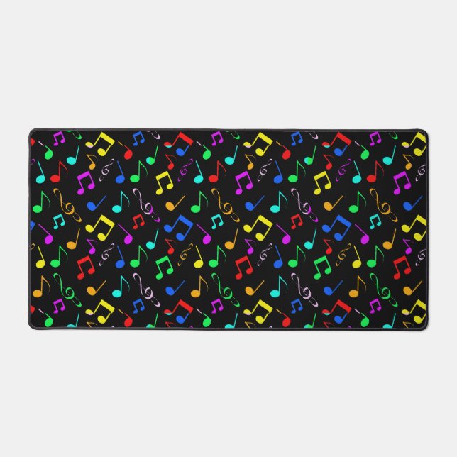 Colourful Musical Notes Design Desk Mat (Front)
